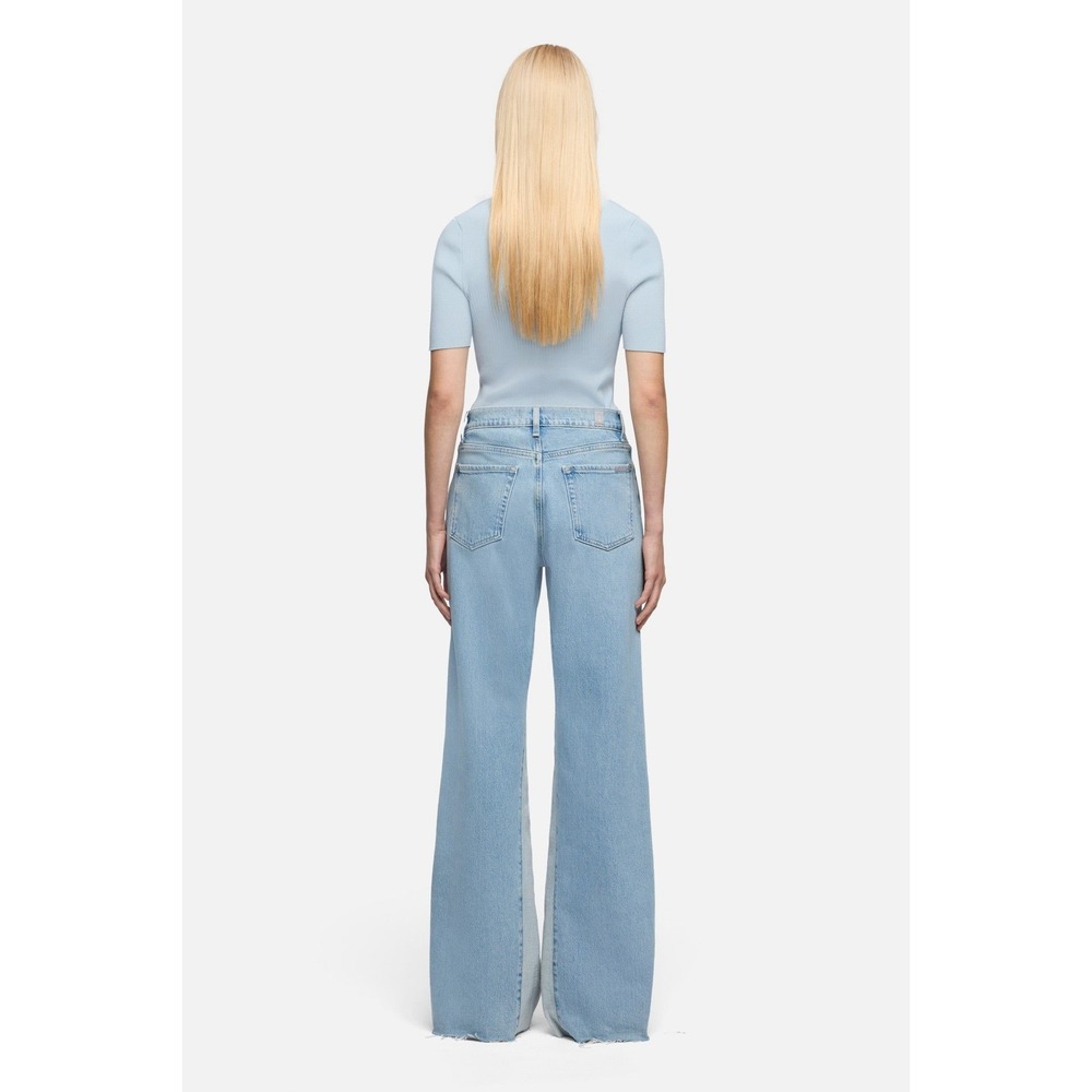 7 For All Mankind Paneled Lotta Wide Leg Jeans Seabreeze Blue Size 28 NWT - Picture 4 of 8